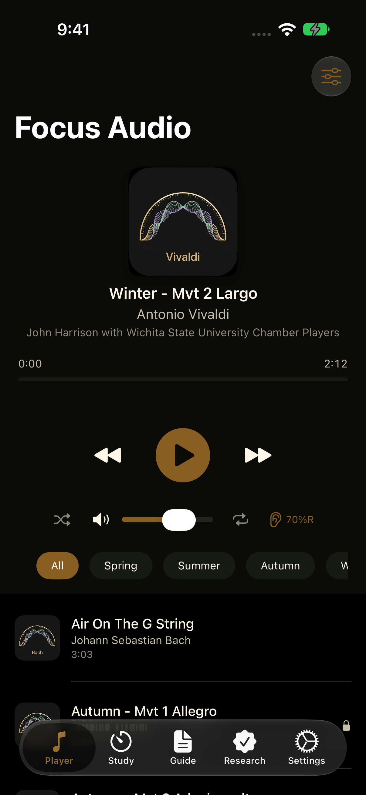Current Logos iOS Player screen with a Free sampler recording